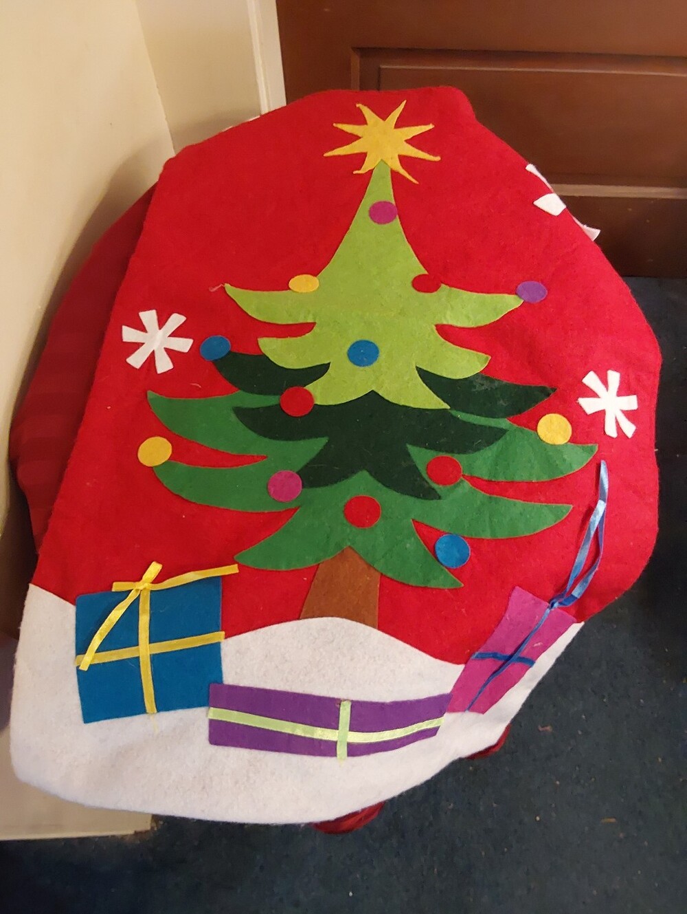 Hand-sewn Christmas Sack For Santa's Gifts, Large Felt Gifts Bag